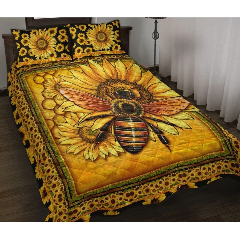 Bee Sunflower Quilt Bedding Set HT220901