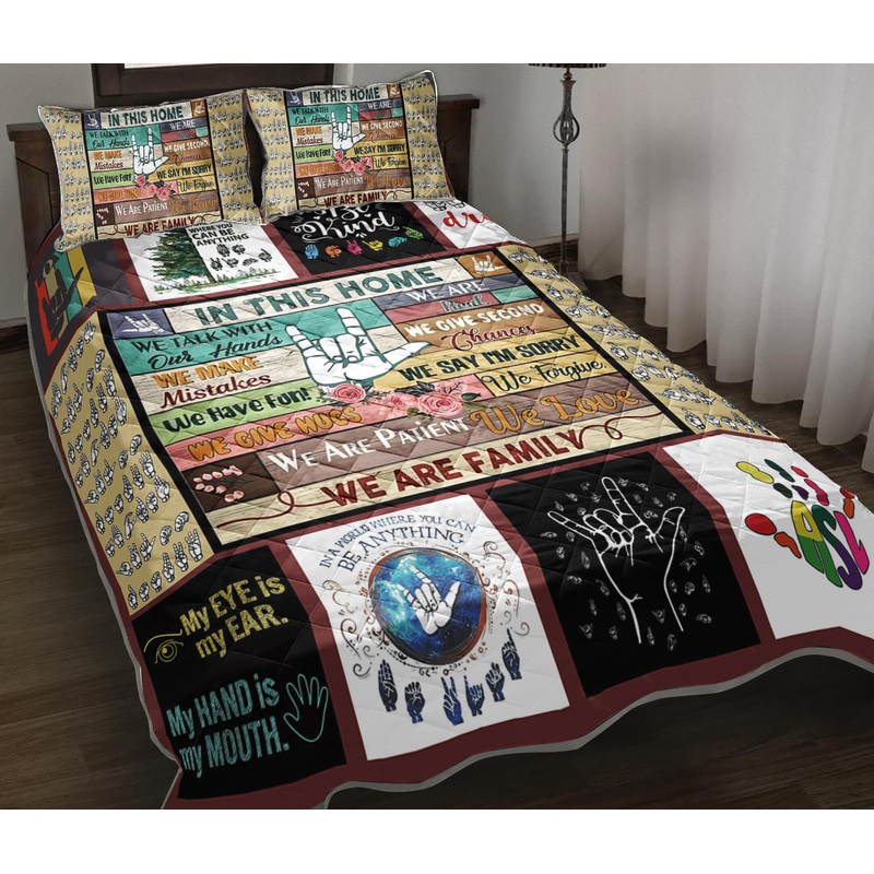 Asl Sign Language Quilt Bedding Sets TL200901