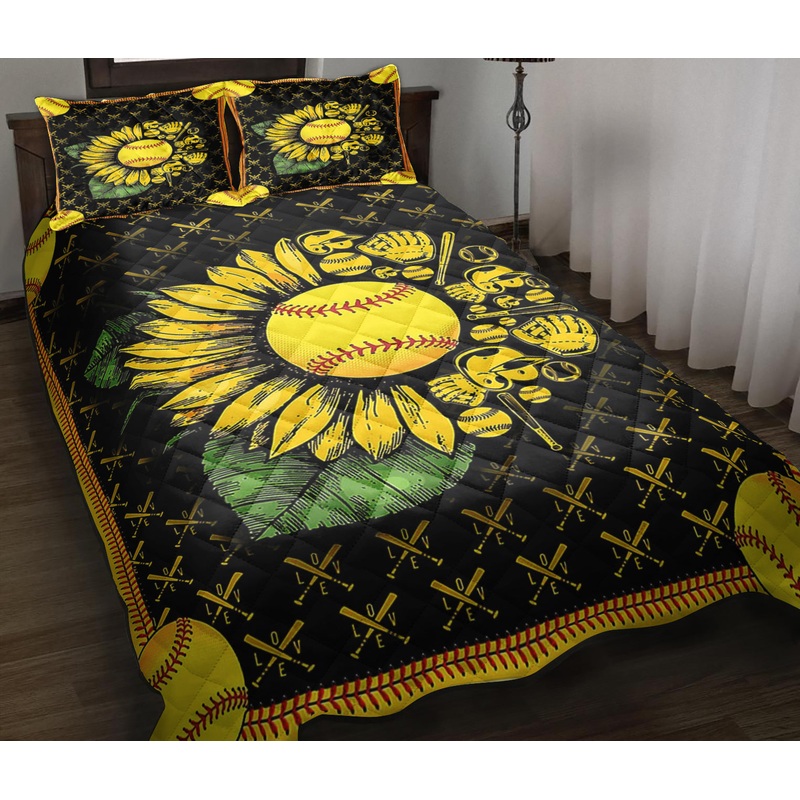 Sunflower Softball Quilt Bedding Set ND150908