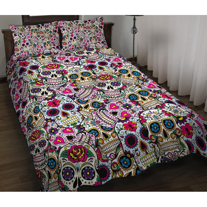 Beautiful Sugar Skull Quilt Bedding Set HN130901M