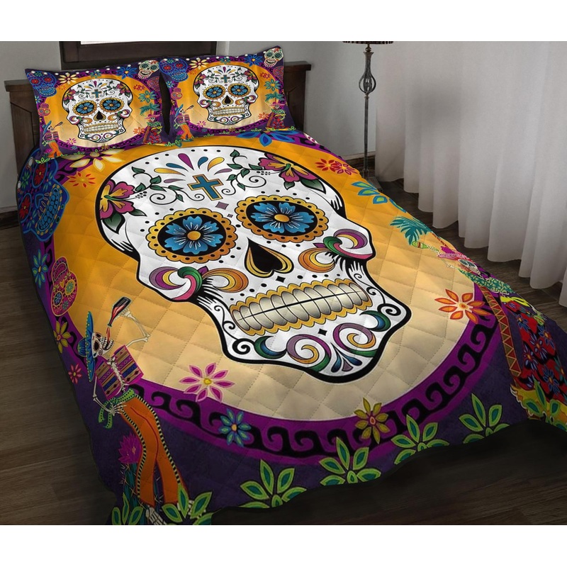 Sugar Skull Mexican Quilt Bedding Set HN140903M