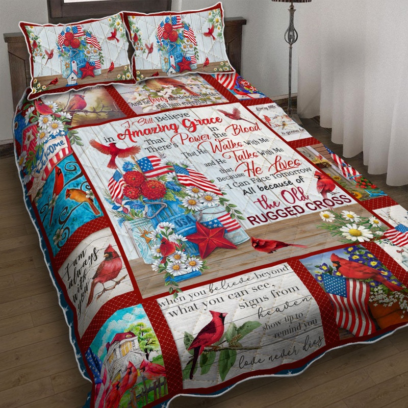 The Old Rugged Cross Cardinal Quilt Bedding Set HT100911