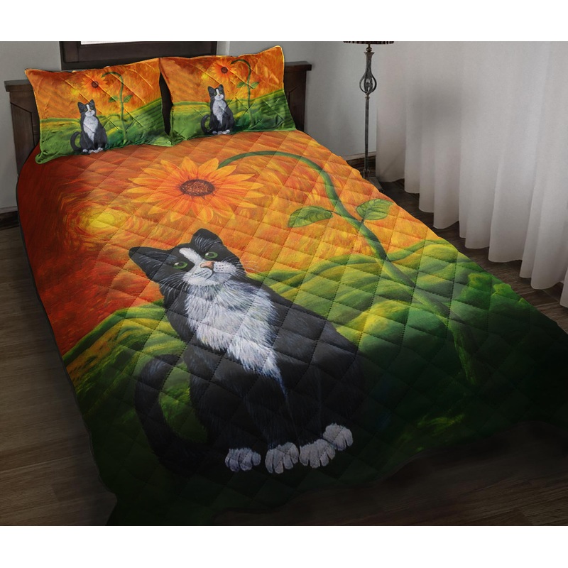 Sunflower Cat Quilt Bedding Set ND090910