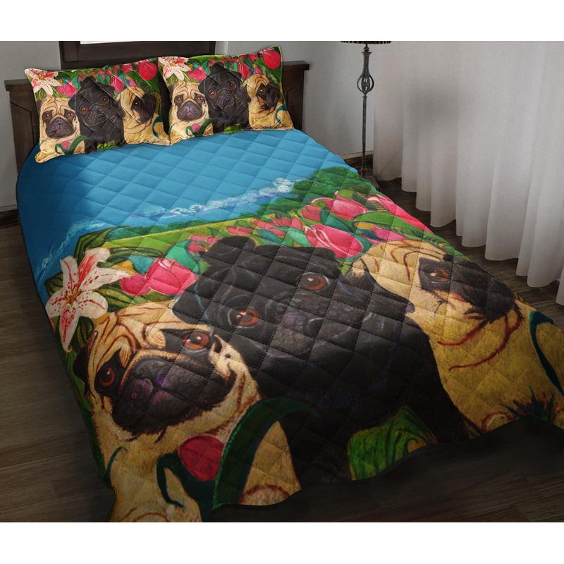 Three Little Pugs Quilt Bedding Set HT090901
