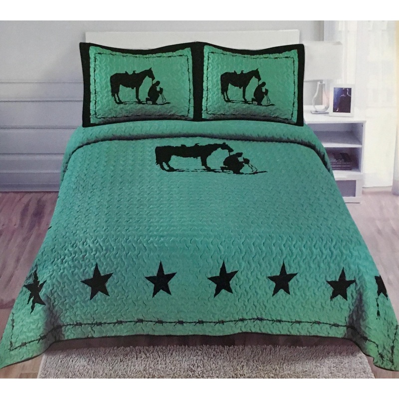 Turquoise Cowboy Quilt Bedding Set CLM010909