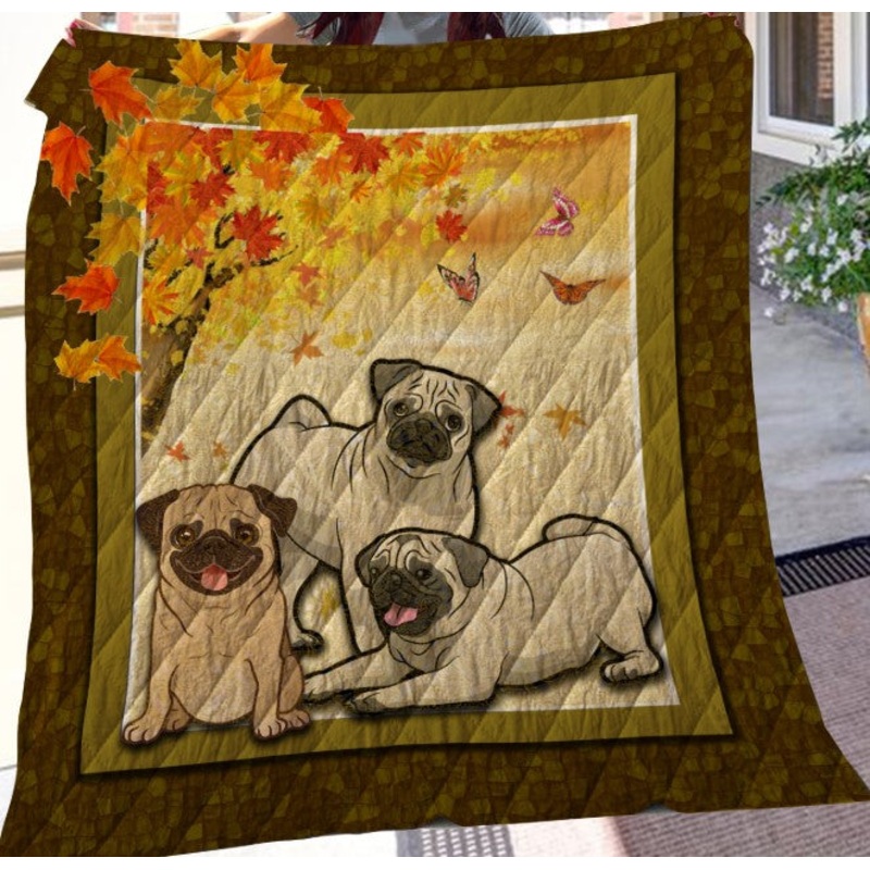 Autumn Pug CLT2512022H Quilt Blanket