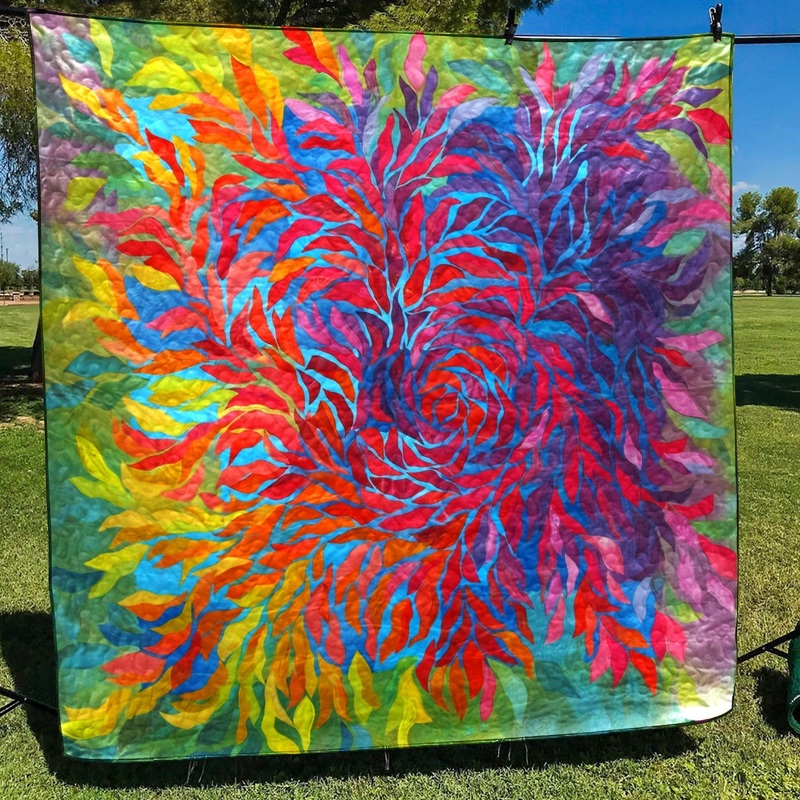 Abstract Leaves CLA2711006Q Quilt Blanket