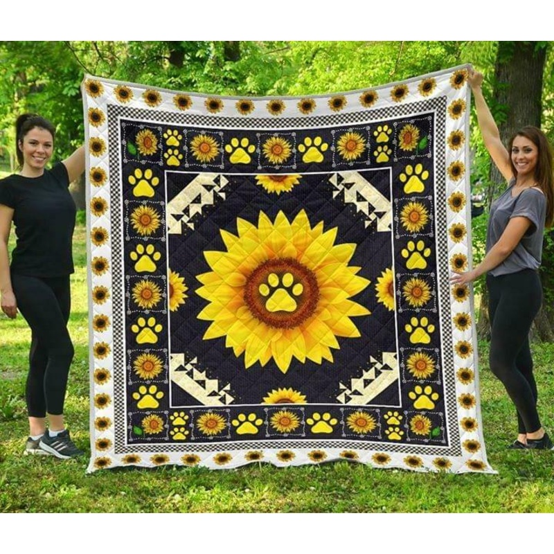 Sunflower Dog Paw CLA0810463Q Quilt Blanket