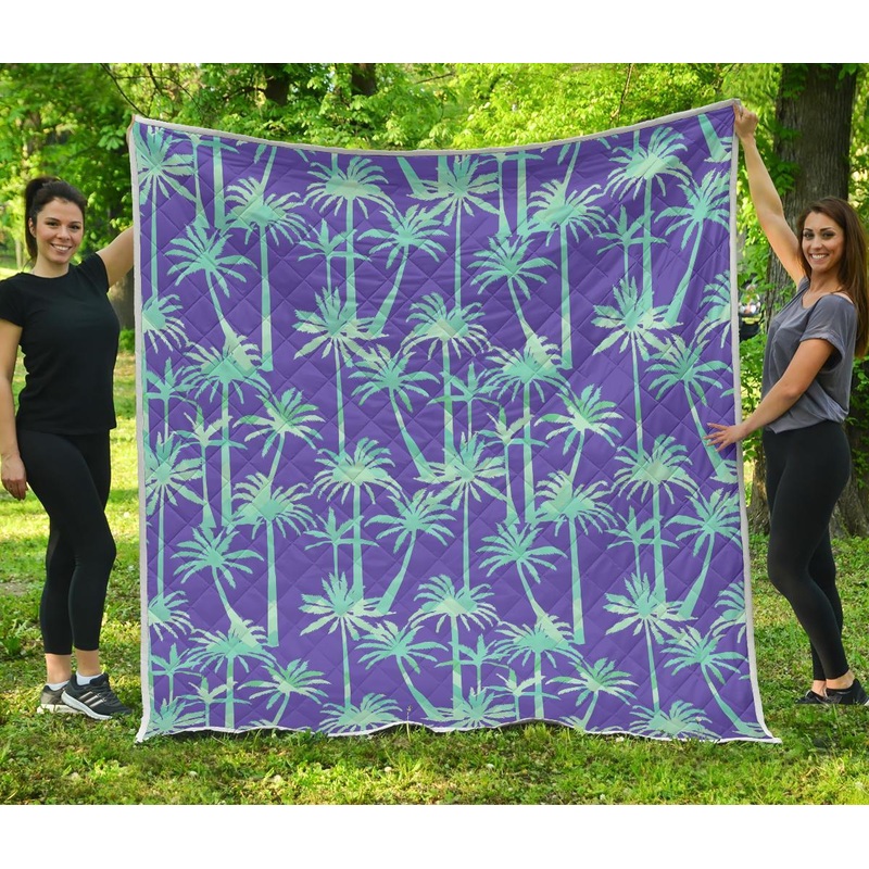 Teal Palm Tree CL17100594MDQ Quilt Blanket