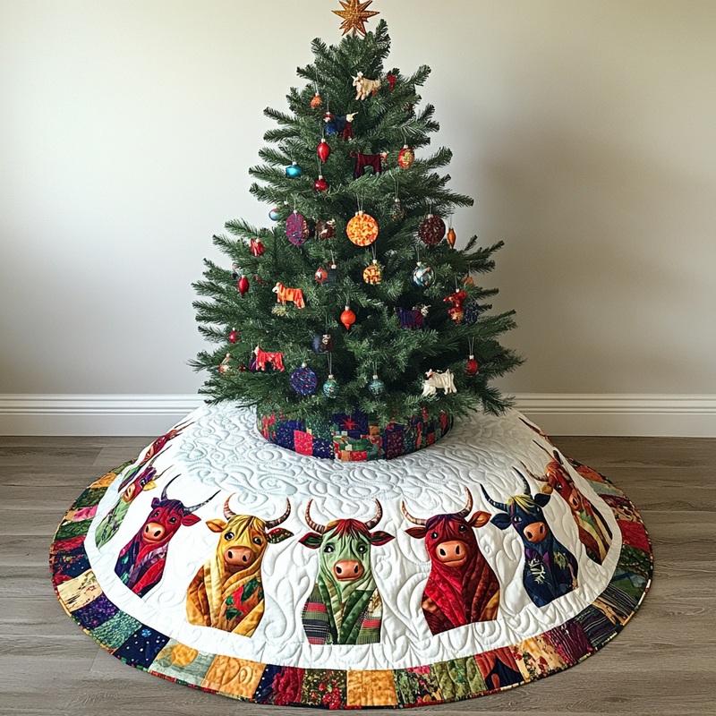 Highland Cow DAI231124136 Quilted Tree Skirt
