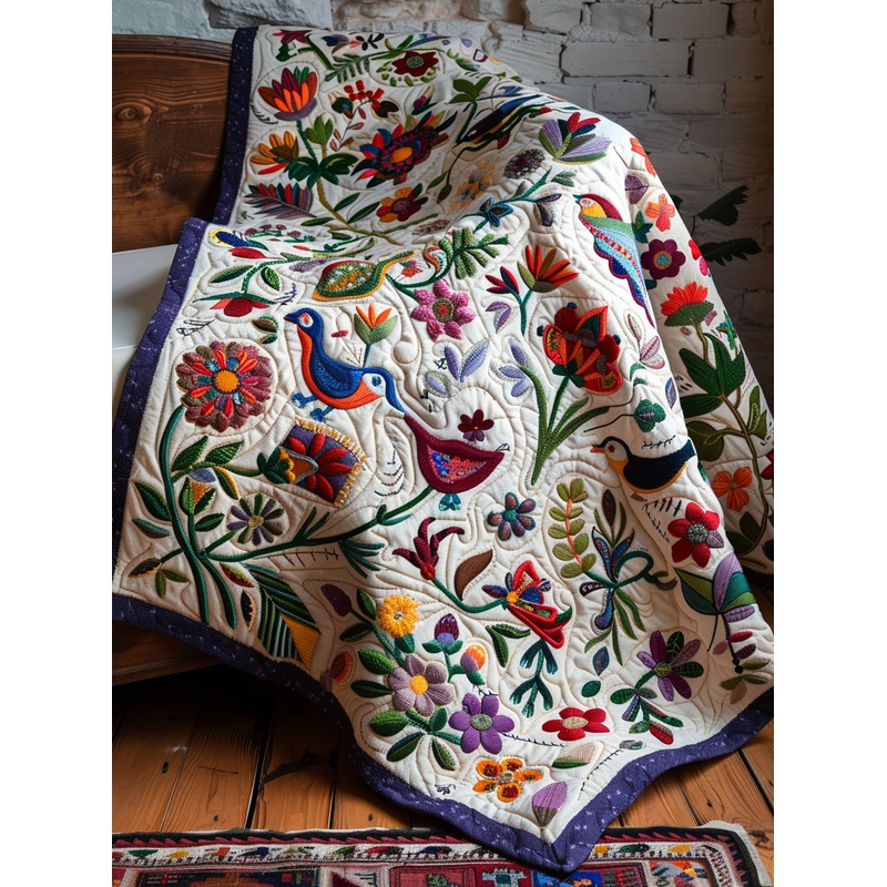 Birds In Flower Garden TAI251124168 Quilt Blanket