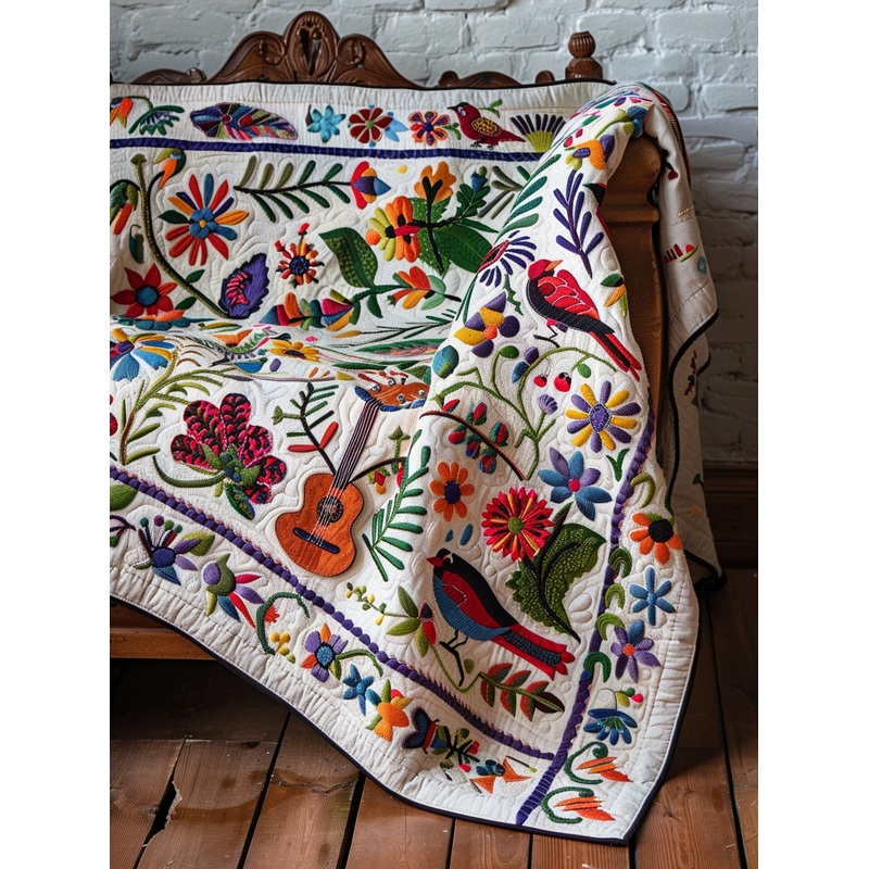 Birds In Flower Garden TAI251124169 Quilt Blanket