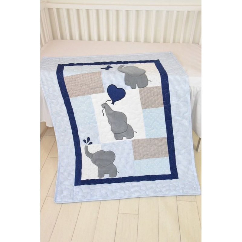 Blue Gray Elephant CLT280606 Quilt Blanket