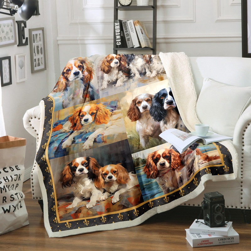 Cavalier King Charles Spaniel CL170815MD Sherpa Fleece Blanket