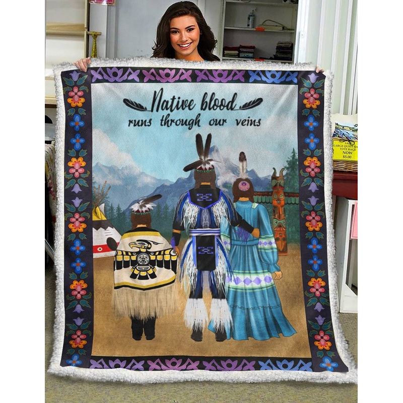 Native American Inspired Sherpa Fleece Blanket ND121009