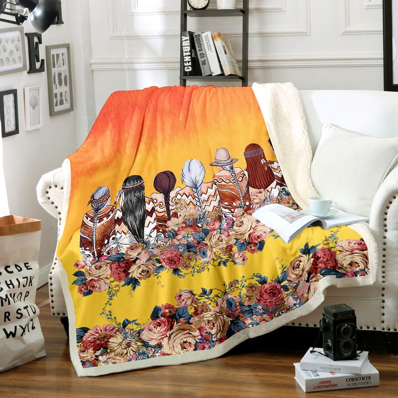 Native American Inspired Sherpa Fleece Blanket TL221002
