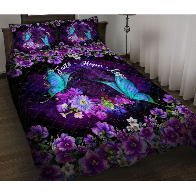 Butterfly Floral Quilt Bedding Set HT240919