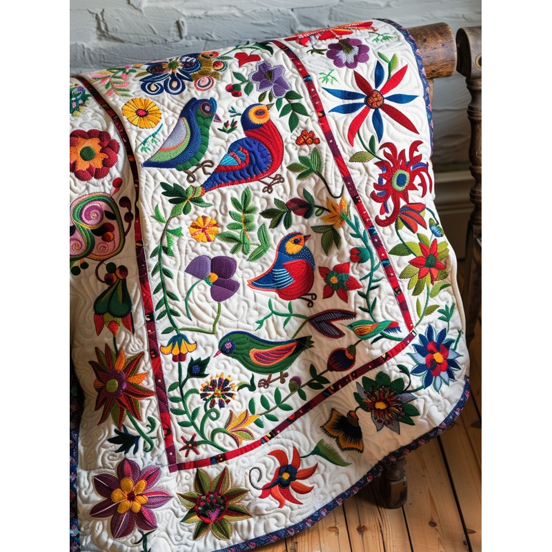 Birds In Flower Garden TAI251124172 Quilt Blanket