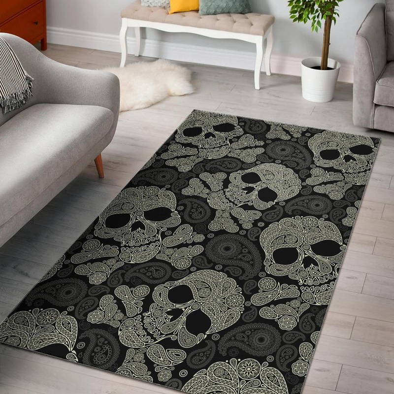 Sugar Skull Skeleton Girly Paisley CL12101484MDR Rug