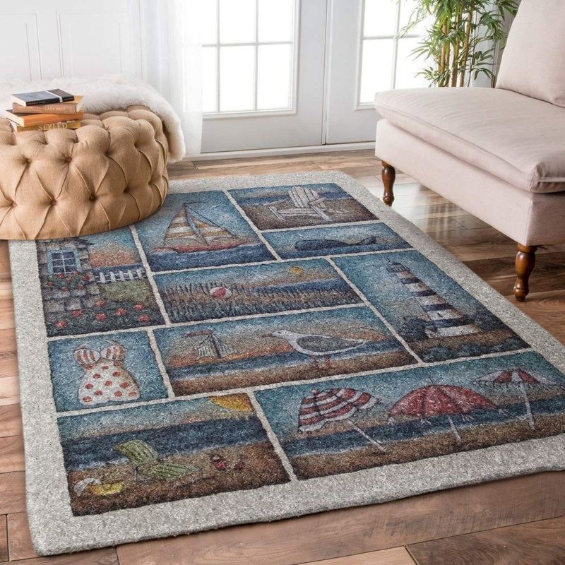 Beach Boat Whale Seagull Lighthouse DV2810006R Rug