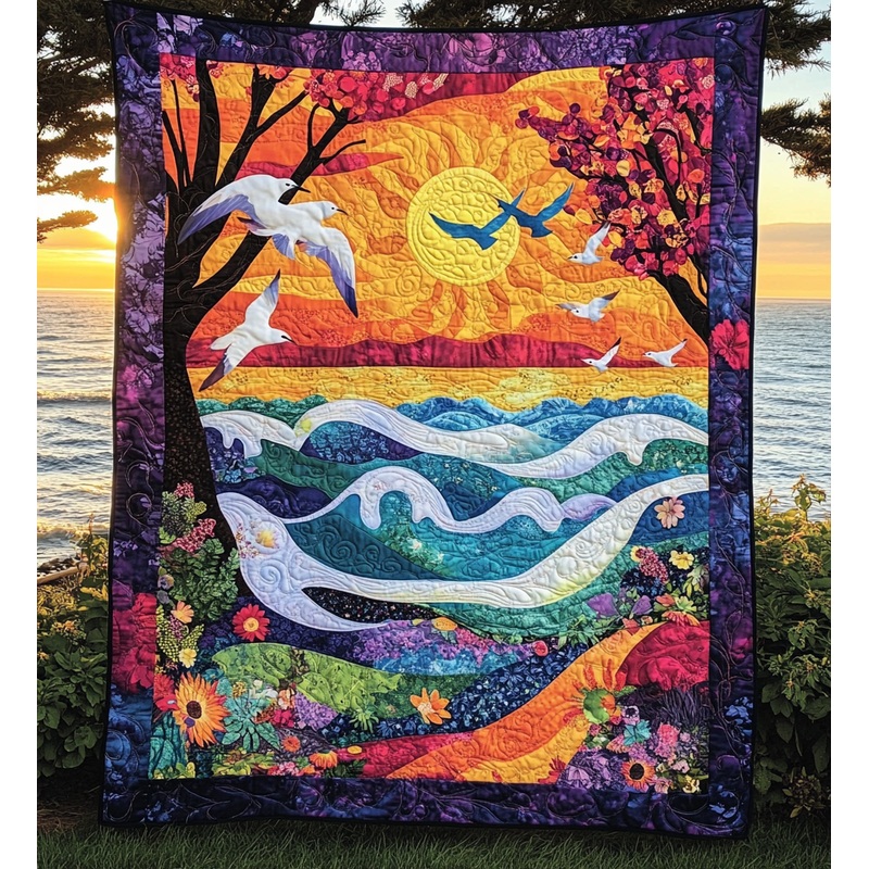 Sunset Seagull DAI281124060 Quilt Blanket