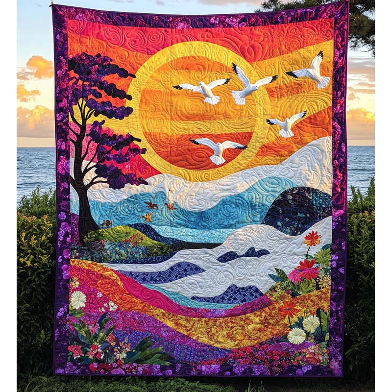 Sunset Seagull DAI281124061 Quilt Blanket
