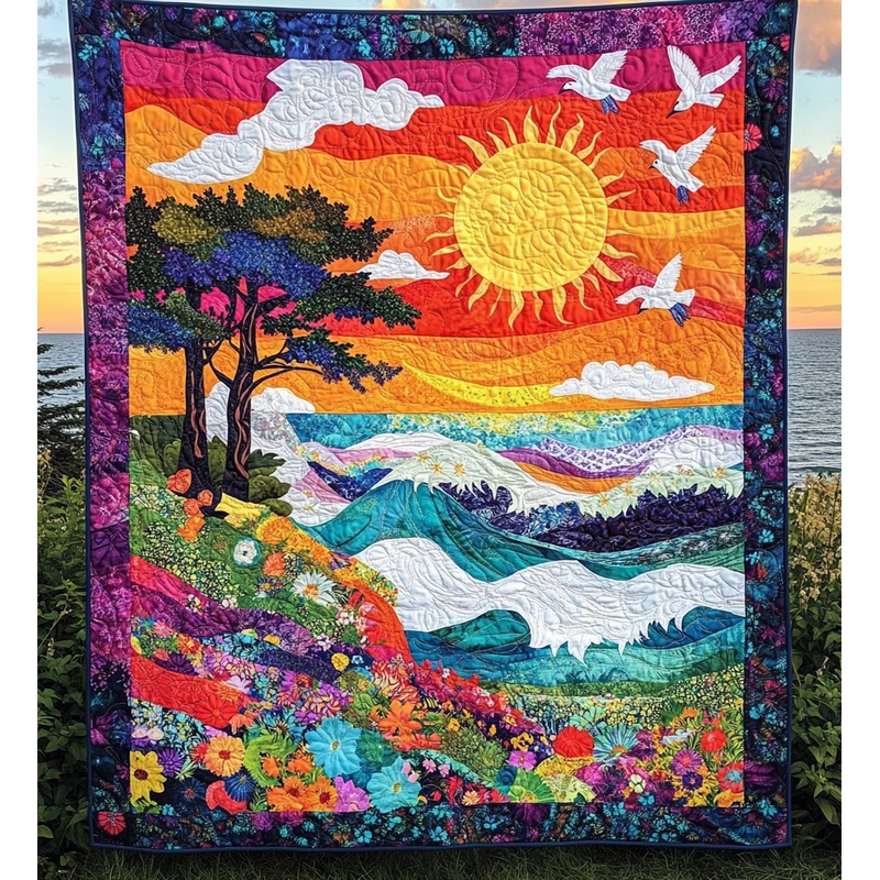 Sunset Seagull DAI281124062 Quilt Blanket
