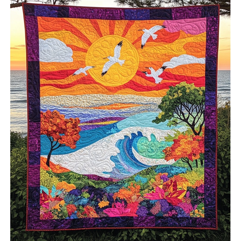 Sunset Seagull DAI281124063 Quilt Blanket