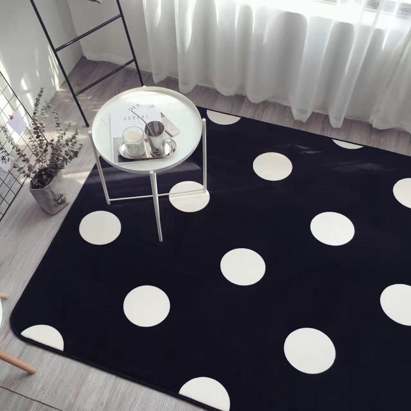 Simplicity Fashion White Black Polka Dots CLA3110054R Rug
