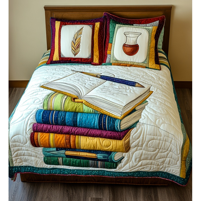 Book And Pen DAI051224130 Quilt Bedding Set