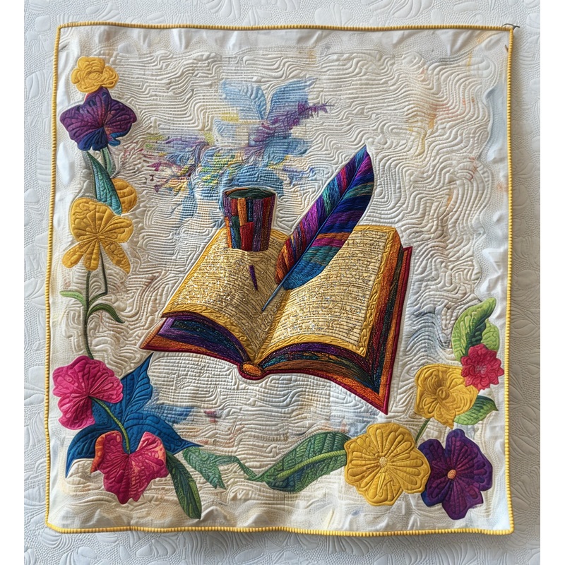 Book And Quill DAI051224031 Quilt Blanket