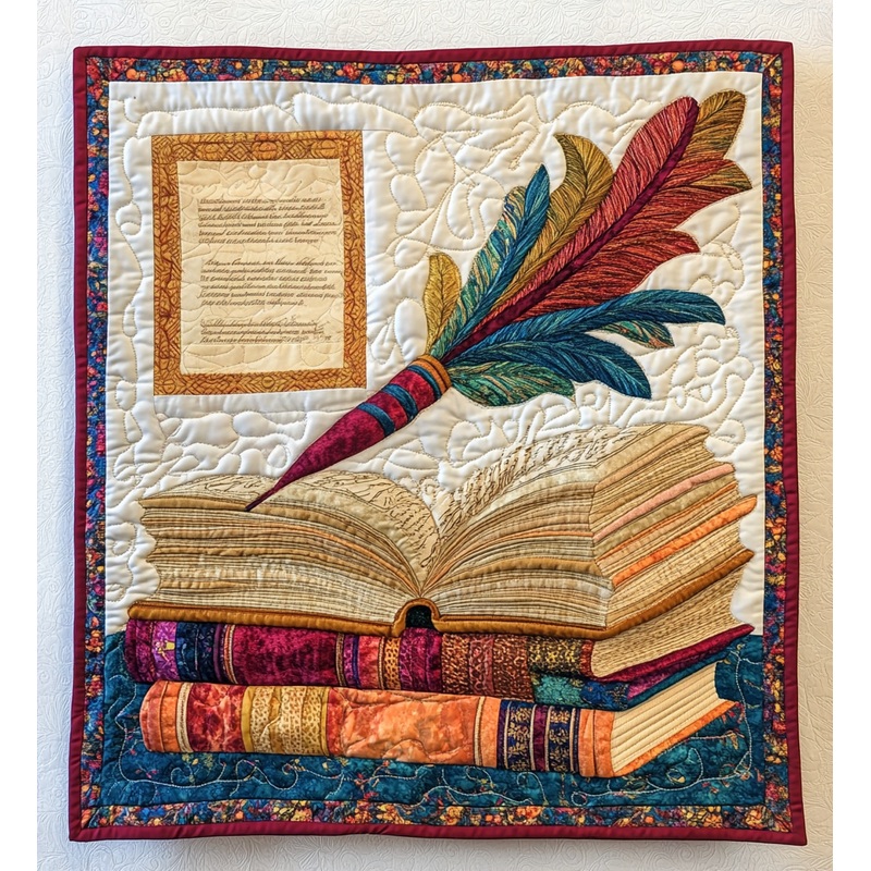 Book And Quill DAI051224032 Quilt Blanket