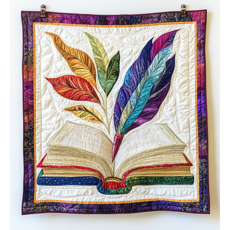 Book And Quill DAI051224033 Quilt Blanket