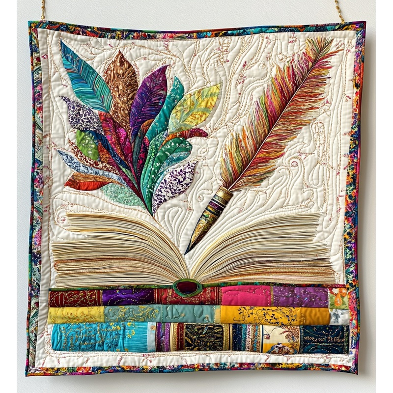 Book And Quill DAI051224035 Quilt Blanket