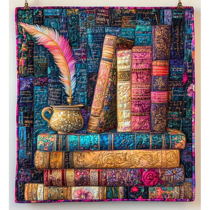 Book And Quill DAI051224037 Quilt Blanket