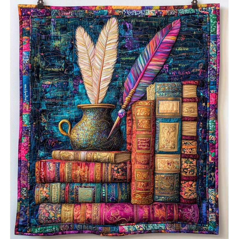 Book And Quill DAI051224038 Quilt Blanket