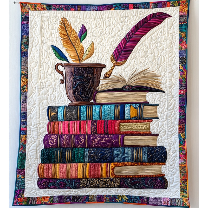 Book And Quill DAI051224039 Quilt Blanket
