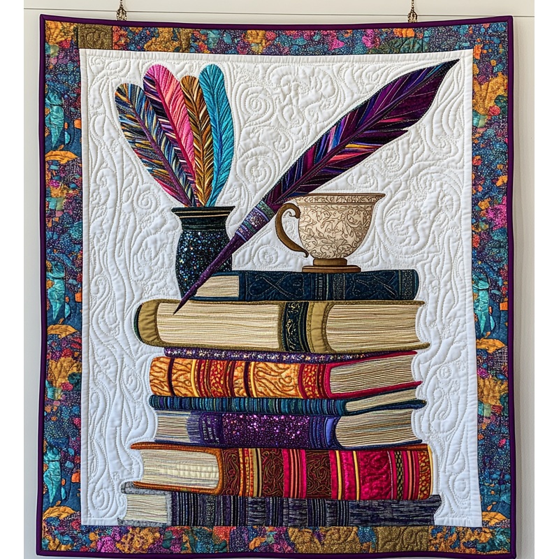 Book And Quill DAI051224041 Quilt Blanket