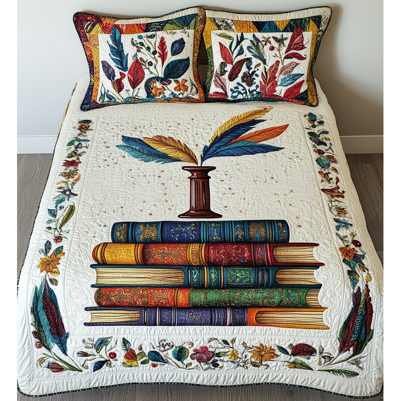 Book And Quill DAI051224127 Quilt Bedding Set