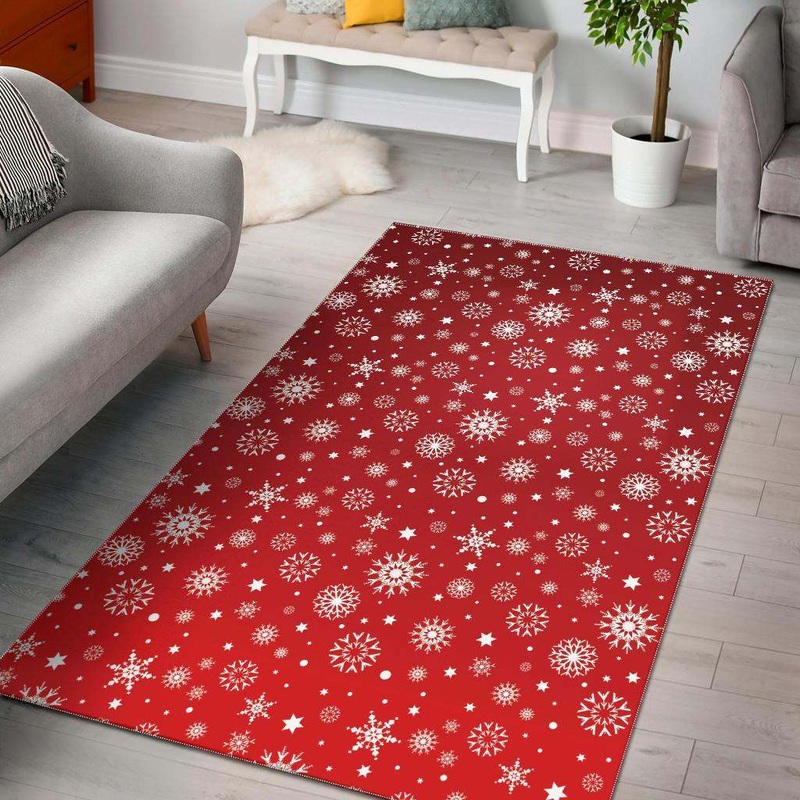 Snowflake pattern red background CLA2810435R Rug