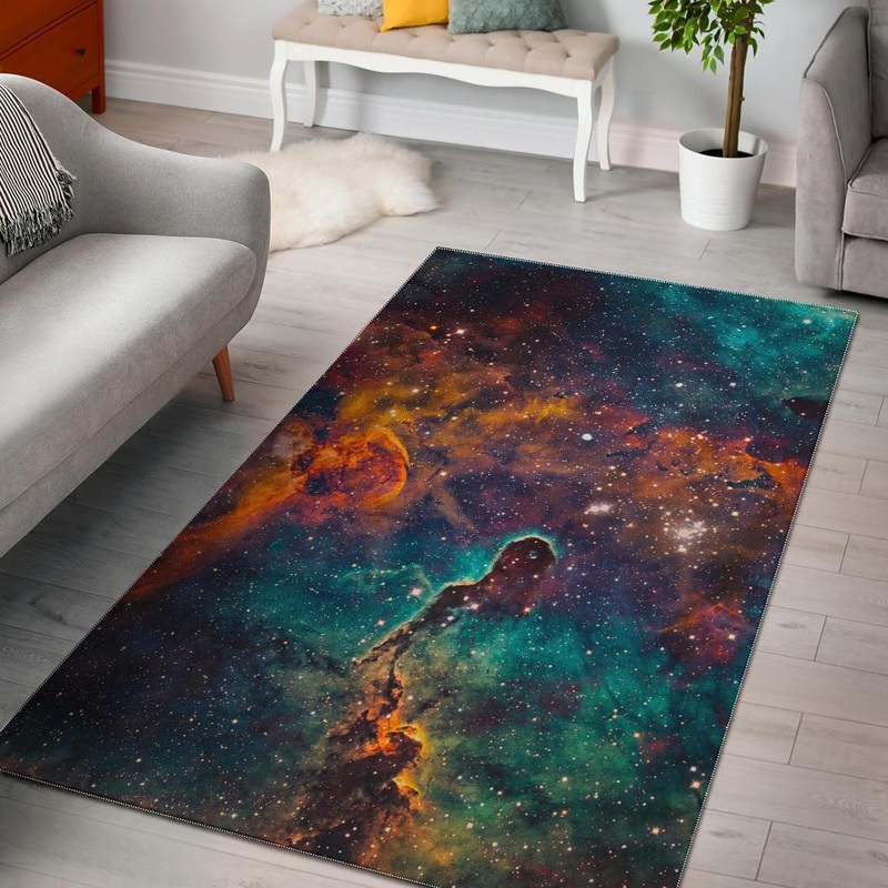 Teal Orange Universe Galaxy Space CL17100618MDR Rug