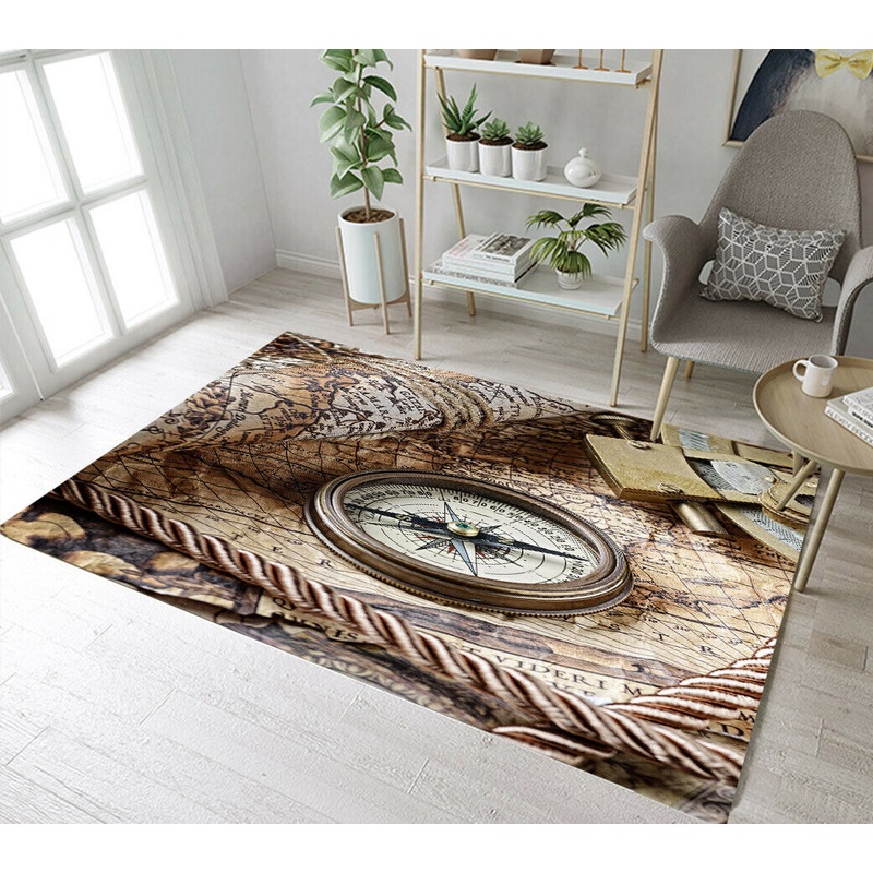 Vintage Nautical Map Compass CLH2911553R Rug