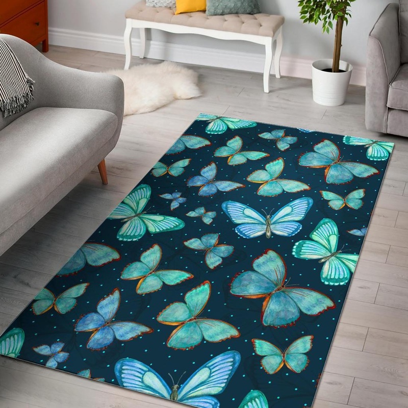 Watercolor Blue Butterfly CL17100709MDR Rug
