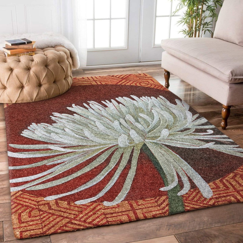 White Chrysanthemum Flower DD1410287R Rug