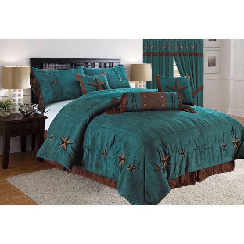 Rustic Turquoise Embroidery Star Western CLM2110445B Bedding Sets