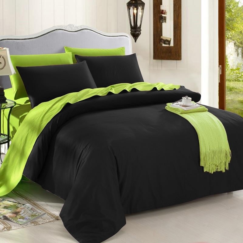 Trendy Black And Lime Green Solid CLA1210473B Bedding Sets