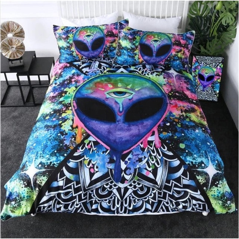 Trippy Watercolor Alien CLH1510221B Bedding Sets