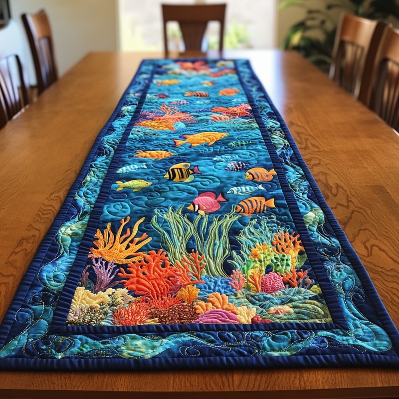 Fish DAI110225348 Quilted Table Runner