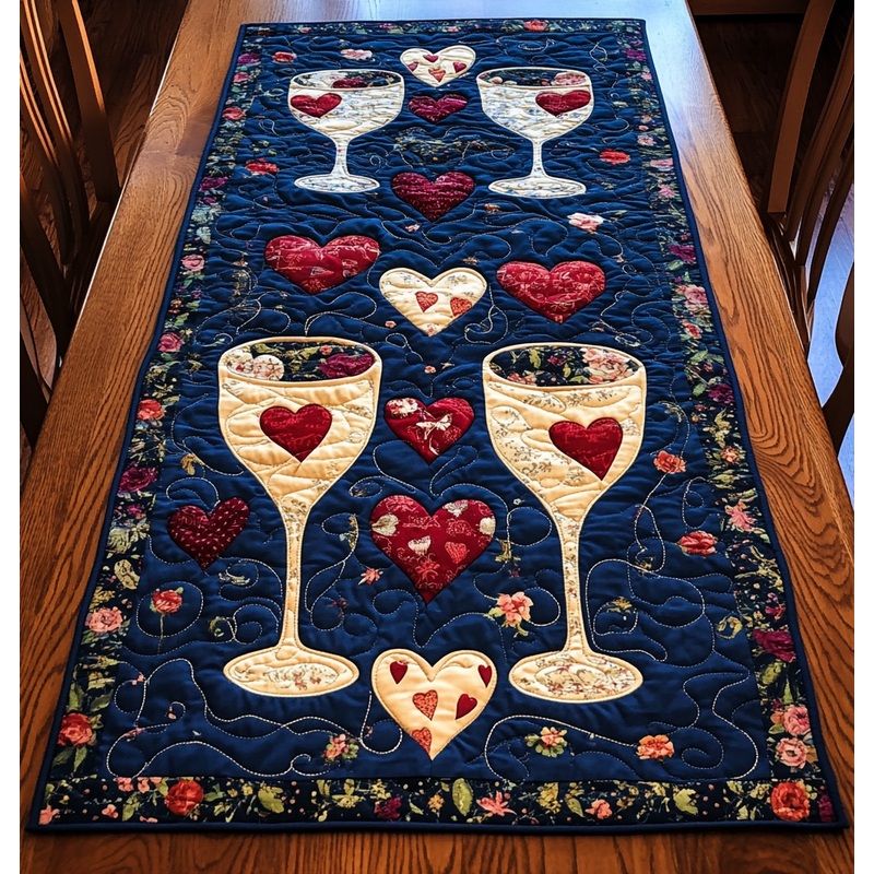 Wine Glass DAI110225389 Quilted Table Runner
