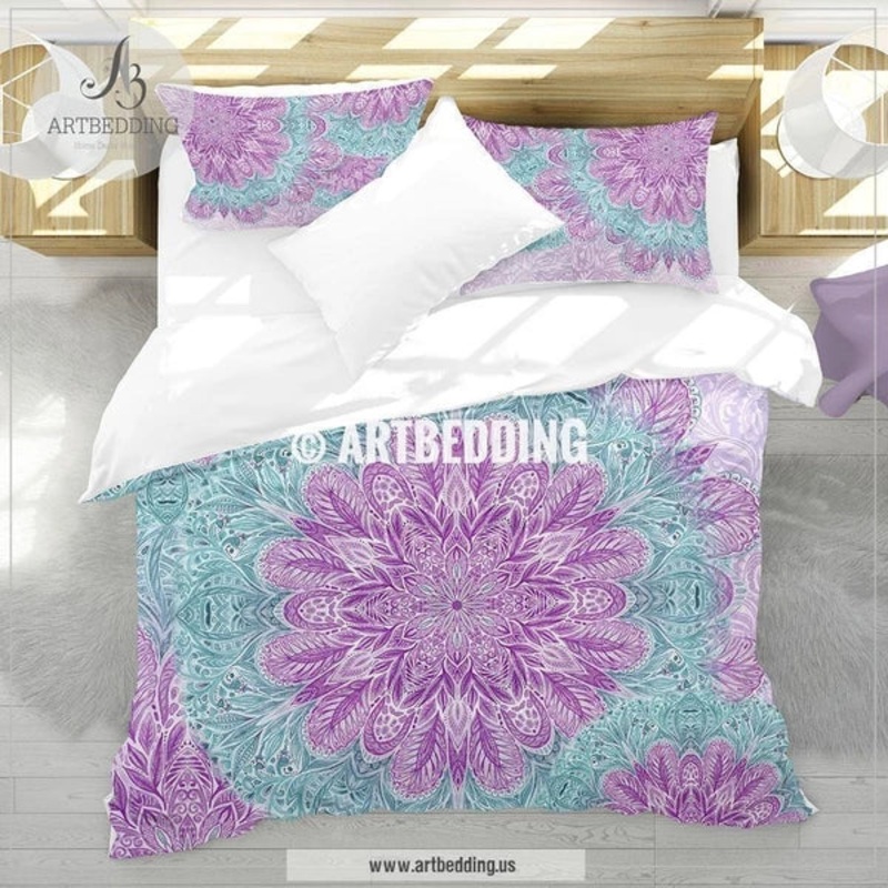 Purple And Light Teal Watercolor Mandala CLM2510317B Bedding Sets